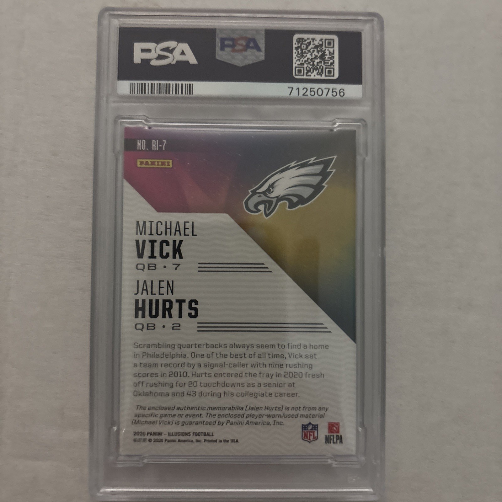 2020 Panini Illusions Mike Vick/Jalen Hurts ROOKIE Idols Black #/50 view 3