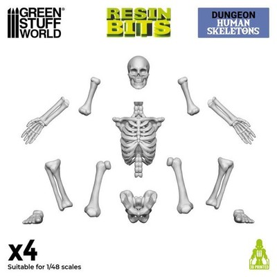 Green Stuff World Menschliche Skelette Set (4) 3D printed Bones