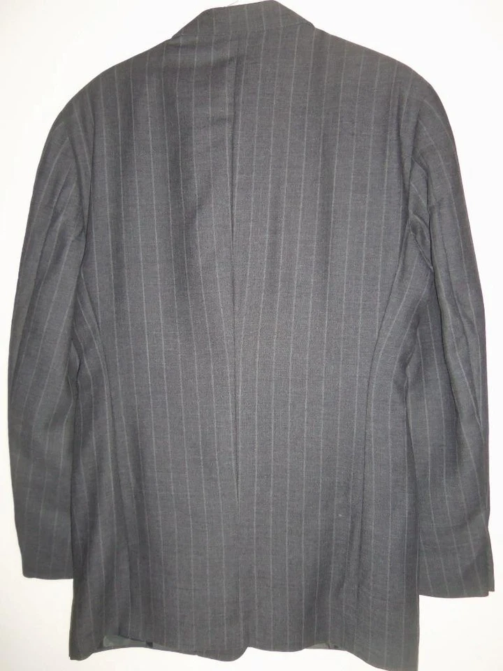 SA157- MINT VESTIMENTA SOFT VIBRANT WOOL DARK GRAY STRIPE ITALIAN SUIT- 42L - Image 4 of 4