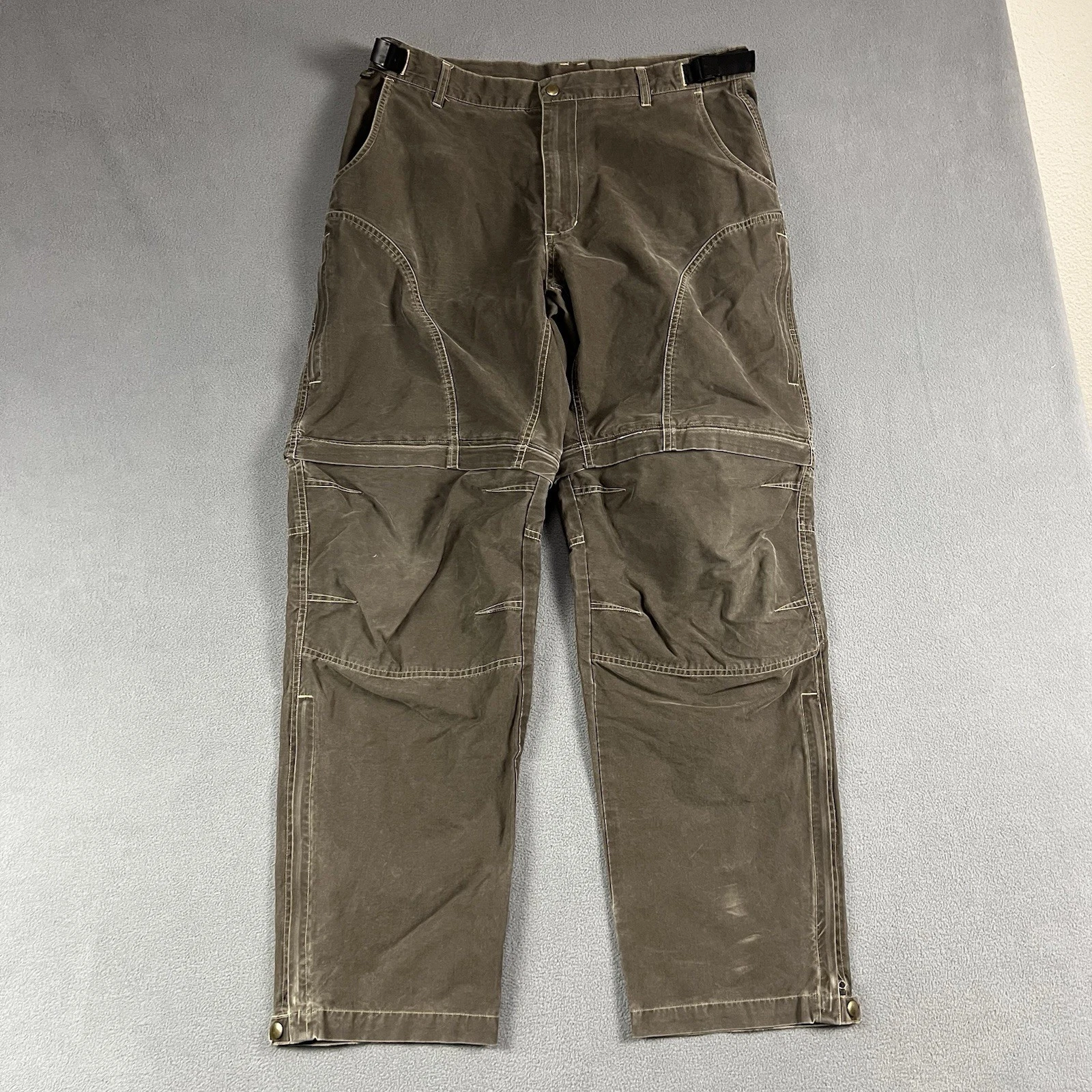 Kuhl Pants Mens Large Brown Convertible Canvas Hiking Camping Pockets