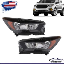 For 2017-2019 Ford Escape Halogen Pair Headlights Headlamps w/o LED DRL LH+RH