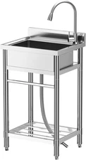 Stainless Steel Utility Kitchen Sink Free Standing Kitchen Sink for Home, Garage