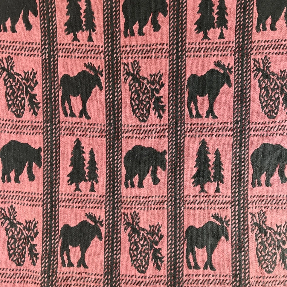 Bear Moose Throw Blanket Adirondack Rustic Cabin Decor Maroon Black Silhouettes - Image 3 of 4