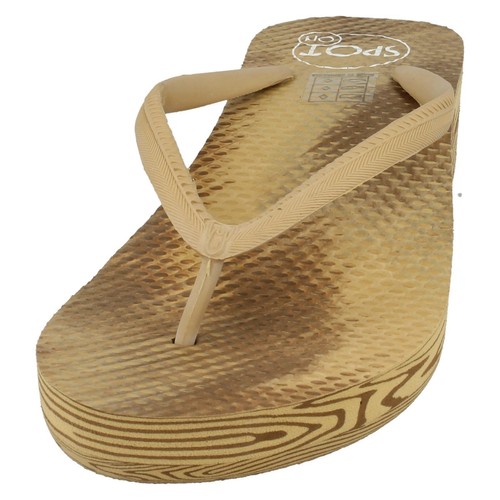 Donna F10273 Infradito Sintetico Sandali con Zeppa IN Legno o Nero Da Spot On - Foto 5 di 9