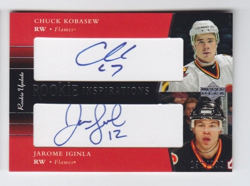 2002-03 UD ROOKIE UPDATE CHUCK KOBASEW IGINLA RC AUTO /199 ROOKIE INSPIRATIONS