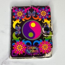 Vintage Lisa Frank DREAM WRITERS Ying Yang Black Page Mini Notebook Snap Closure