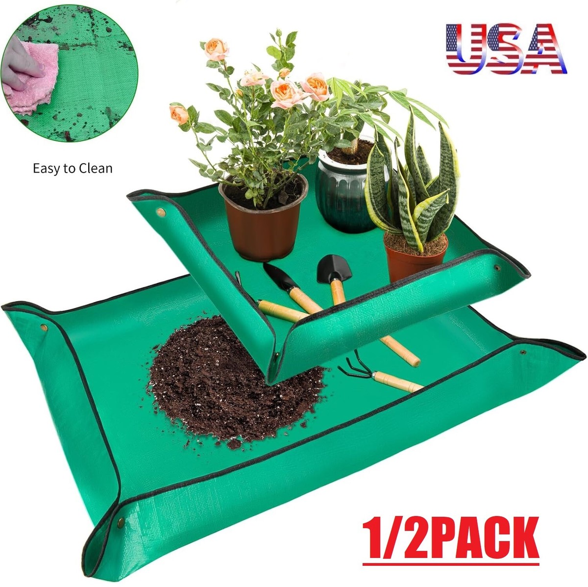 Tappetino Da Giardinaggio In PE 90x90 Cm – Pieghevole, Impermeabile, Per Rinvasare E Trapiantare Piante, Mantiene Pulito Il Terrazzo