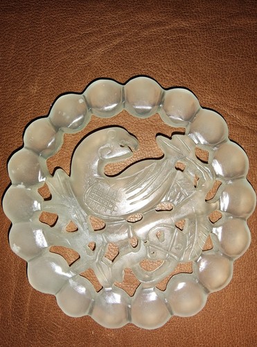 Vintage Carved Chinese Translucent Clear Jade Jadeite Bird Pendant - Picture 7 of 8