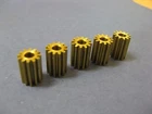 5x Brass 12 tooth pinion gear 3mm I.D.hole 10mm long 7.39mm O.D. 12T 48p gears