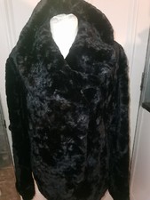 New Bhs Faux Fur Jacket 14/16 Black 2 Pockets Super Stylish Lined Soft Warm