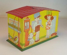 Blech Spardose Money-Bank Kinder Motiv mit Schlüssel #2194
