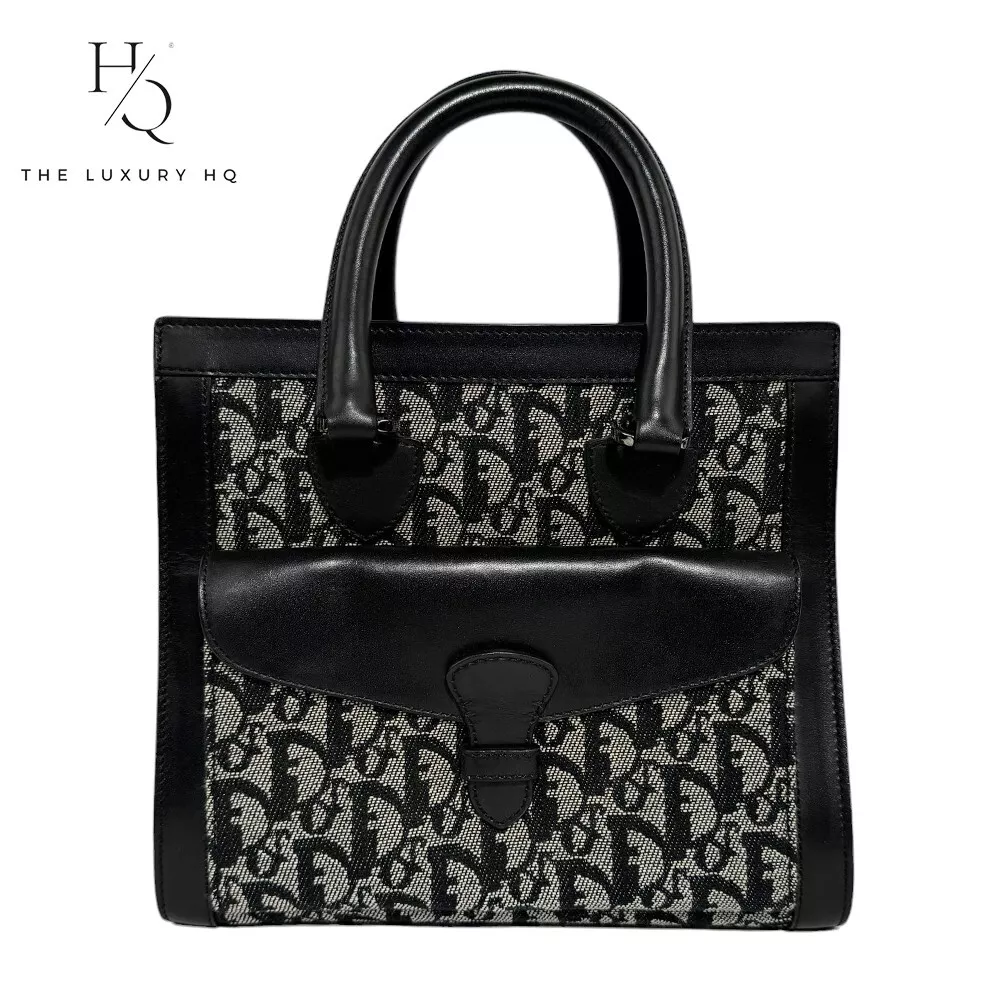 Authentique sac à main d'occasion CHRISTIAN DIOR 2005 noir en toile Diorissimo [LHQ277]