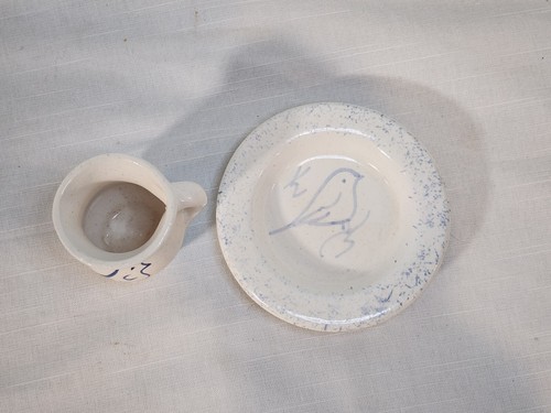 AMERICAN GIRL/Rowe Pottery Kirsten's Birthday Bird Cup & Saucer Set, NICE! - Picture 7 of 13
