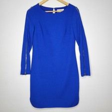 Belle by Badgley Mischka Size 2 Solid Blue Zipper Long Sleeves Women's Dress