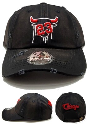 Chicago New Greatest 23 Drip Jordan Bulls VINTGE Black Dad Era Strapback Hat Cap