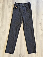 Vtg Y2K LA Gate Jeans High Rise Straight Leg Front Pleat Black 30M (27x31) Slim