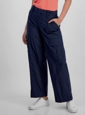 Tommy Hilfiger Women's Blue Solid Modern Wide-Leg Cargo Pants Size 8