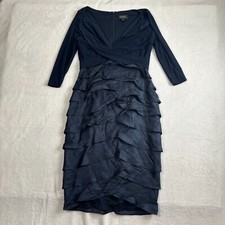 Adrianna Papell Black Knee Length 3/4 Sleeve Party Cocktail Dress Womens Size 6