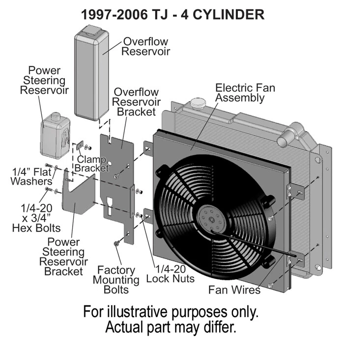 Kit de ventilador eléctrico Derale 20161 Direct Fit Performance para 86-06 Wrangler TJ/YJ Foto 4 de 4