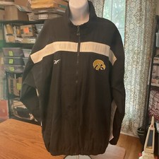 Vintage Reebok Mens Iowa Hawkeyes Football Windbreaker Jacket Embroidered Size L