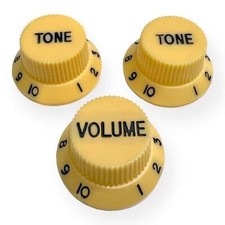 AxLabs Strat-Style Knob Set (3), Cream with B...