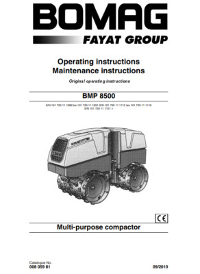 Bomag BMP 8500 Roller Operating instructions Maintenance COMB BINDED