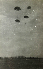 WWII Era US Army Airborne Parachute Jump Photo Open Canopy 1940-50's