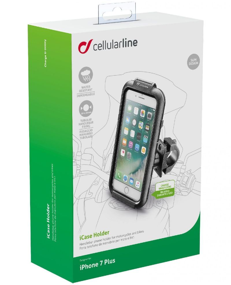 Supporto telefono I PHONE 7Plus moto impermeabile Cellular line nero