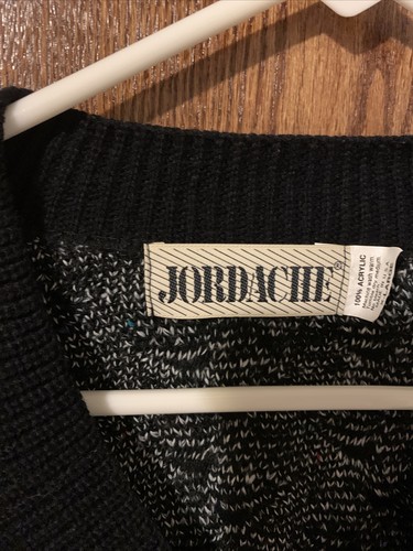 Vintage Jordache Sweater XL Black And White Geometric - Picture 2 of 5