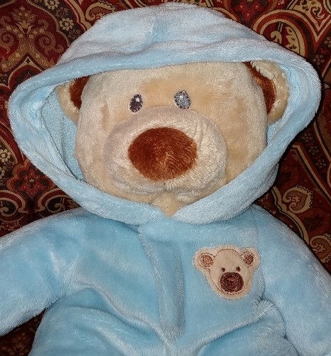 2012 TY PLUFFIES Plush 12" BLUE LOVE BABY BEAR Lovey Sewn Eyes Non- Removable Z - Picture 2 of 4