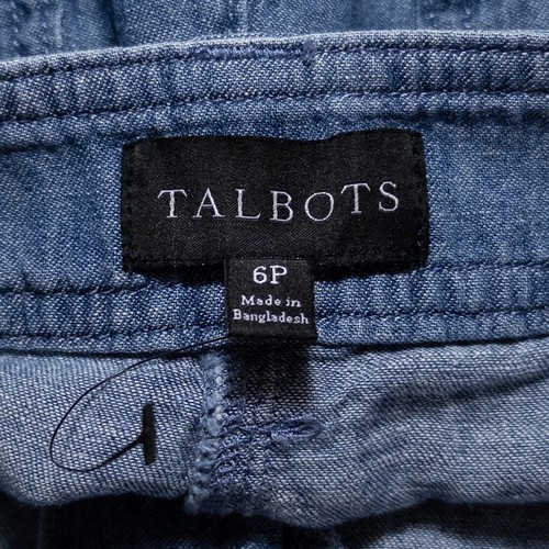 Pantalones Cortos Talbots Para Mujer 6 PETITE Azul Mezcla de Lino Ligeros Cambray Puños - Imagen 8 de 9