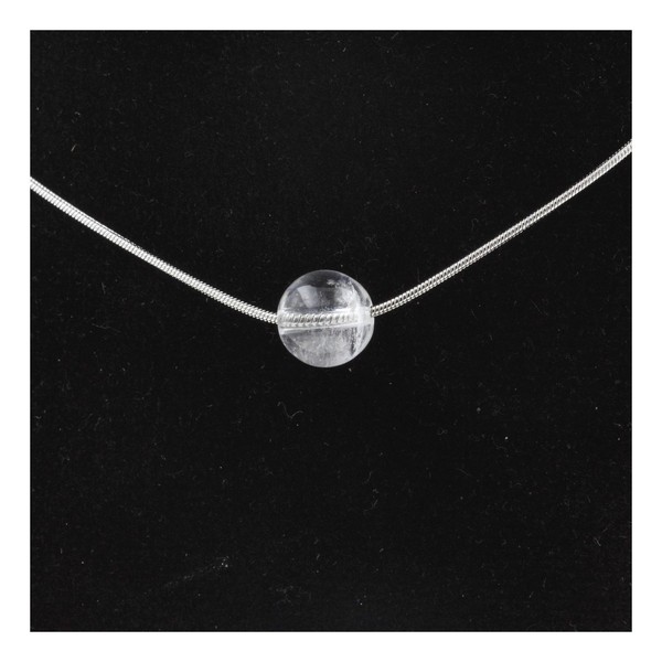 Edelsteine Und Mineralien. Halskette 1 Perle Quarz 8 Mm Kette Aus Edelstahl.-image