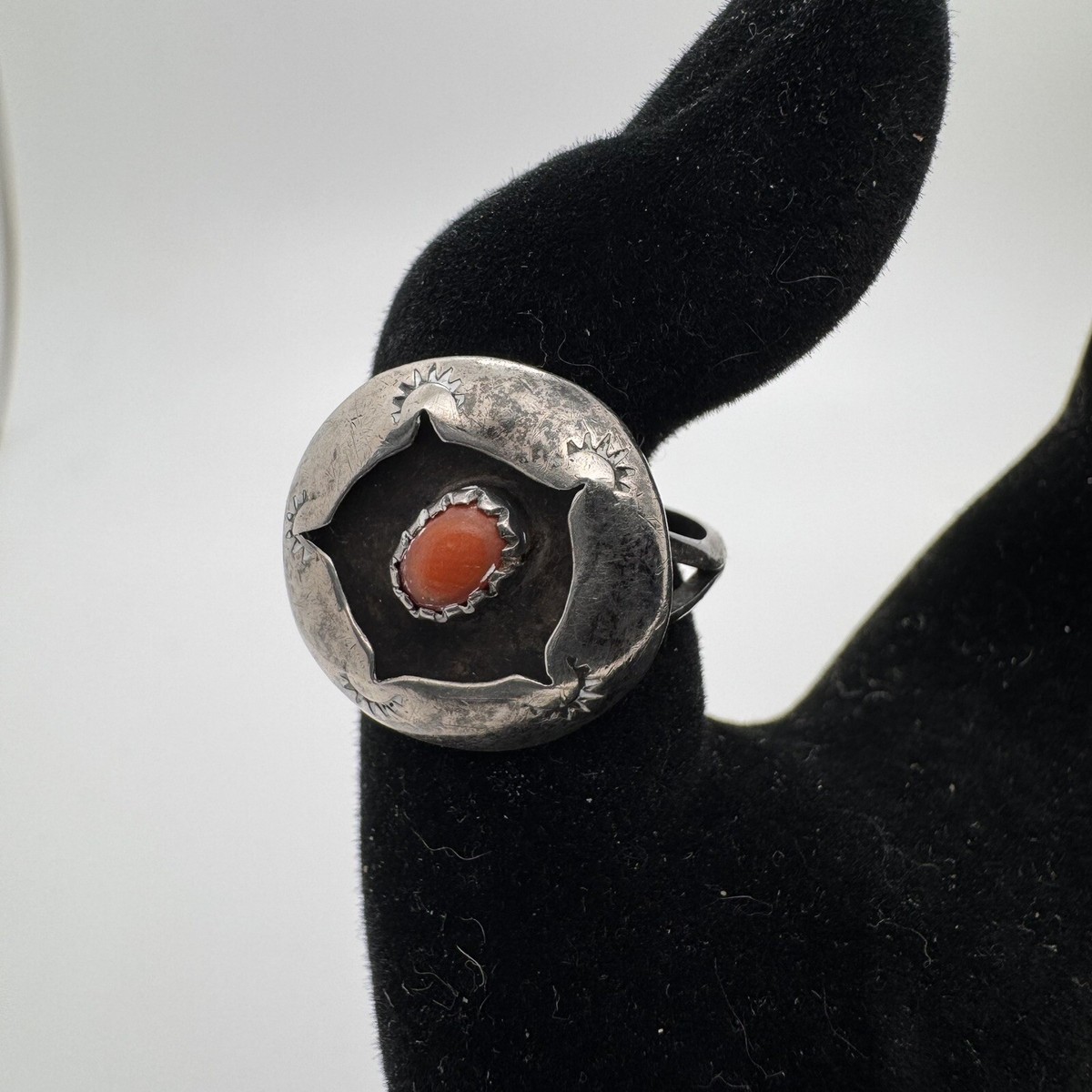 Sterling Shadow Box Coral Handmade Ring Sz 7 2.6g | eBay
