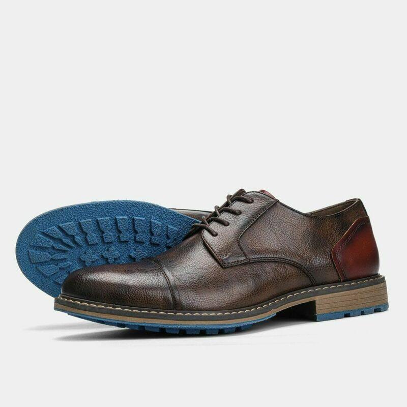 SAOLA Scarpe decolte uomo casual moda retrò Oxford formali stringate tacco a blocco creeper