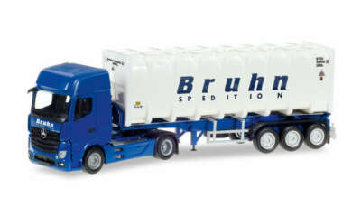 Herpa 307796 1/87 Mercedes-Benz Actros Giga Bulkcontainer-Sattelzug ''Bruhn''