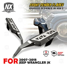 WolfX Front Fender Flares for 2007-2018 Jeep Wrangler JK JKU Powder-Coated Steel