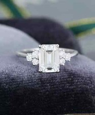 2 Ct Emerald Cut Lab-Created Diamond Engagement Ring 14k White Gold Plated