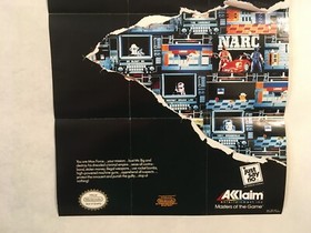 Nintendo NES NARC Acclaim ACL-NQ-US-1 Double Sided Poster Insert ONLY 12X16