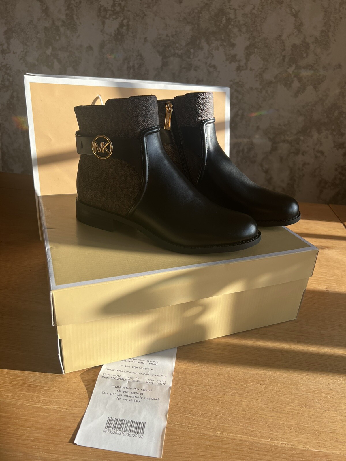 Michael Kors Boots Carmen Flat Bootie Faux Black/brown Bnib Us7 Uk4/37 Rrp£300 image 8