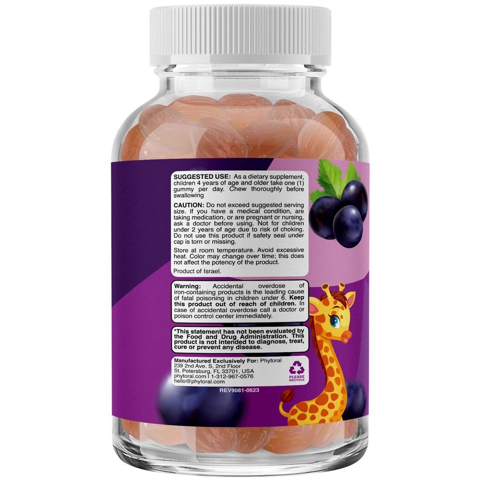 Chewable Multivitamin with Iron Gummies for Kids - Mental Clarity Immune Support - Image 2 of 4