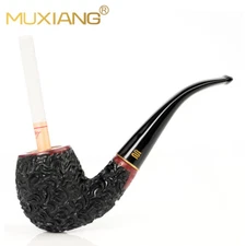 9mm Filter Briar Rustic Tobacco Smoking Pipe Wood Cigarette Pipe Bent Taper Stem