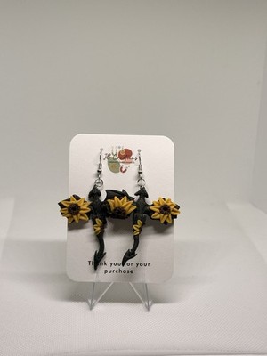JB Creations Dragon Sunflower Bee Dangle Earrings Polymer Clay Hook