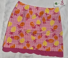 Vintage Lily Pulitzer Skirt Size 6 Pink Pineapples Scalloped Hem Lined 120 New