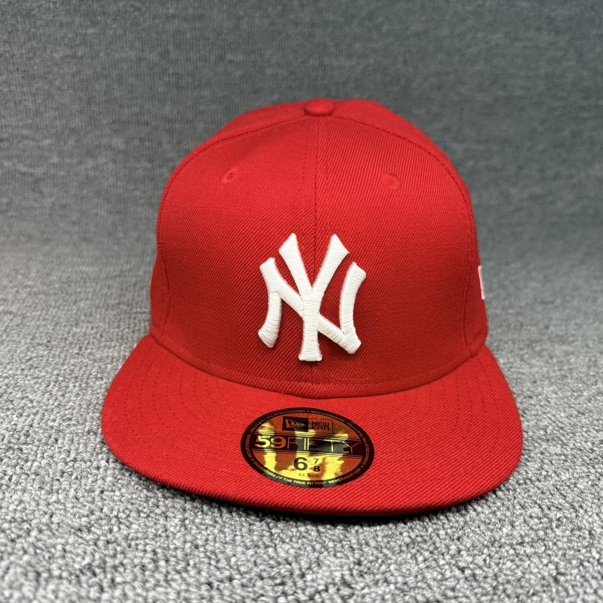 New Era 59FIFTY New York Yankees Fitted Hat Scarlet Red White Size 6 7/8
