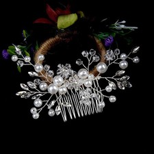 Bridal White Crystal Pearl Headpiece Wedding Party Hair Accessories Jewelry