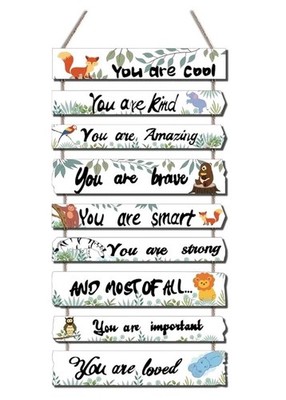 Baby Forest Animal Sign with Affirmations Nursery Decor Wall Art Jungle Safari