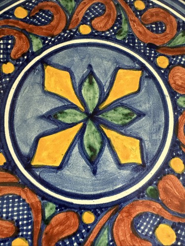 VTG Talavera Pottery Wall Plate 11.25” Mexico Floral Vines Boho Southwest - Picture 3 of 15