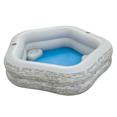 Bestway Familienpool Steinoptik mit Sitzkissen + Getränkehalter 2,13mx206mx53cm