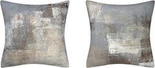 TyCan 2 Pcs Abstract Art Oil Painting Decorative Throw Pillow Covers, Grey and W