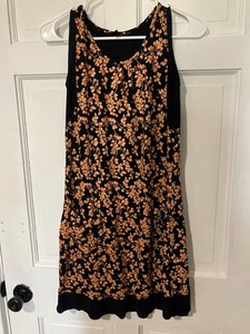 Banda Dress Women Black Gold Leaf Tank Dress Elegant Sleeveless